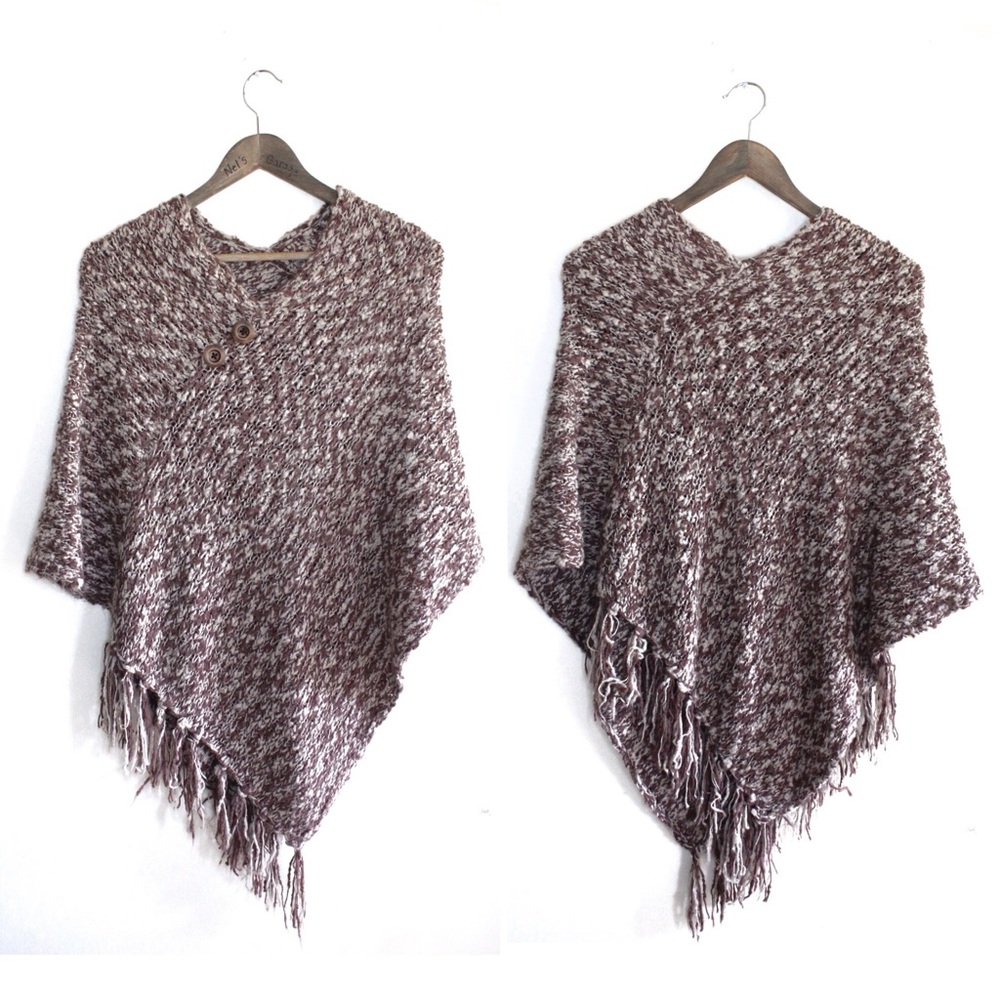 Simply Noelle Chunky Fringe Sweater Shrug Poncho